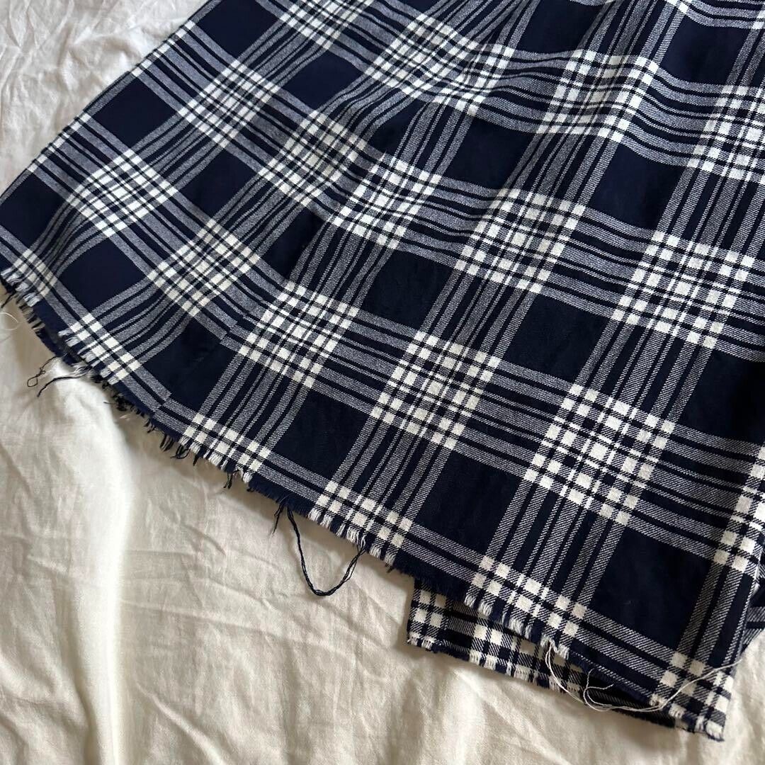 Comme des Garcons 90's Check Wrap Skirt Navy One … - image 9