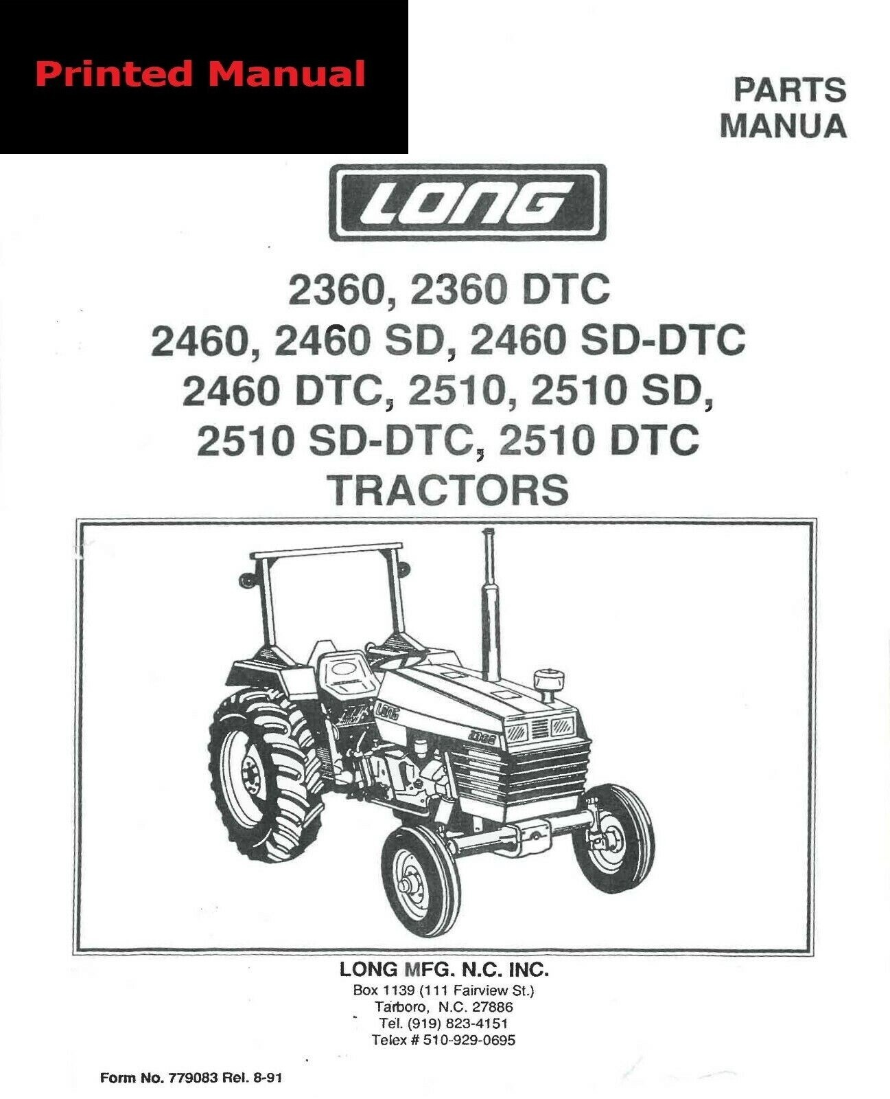 Tractor Service Parts Manual Fits Long Tractors 2360, 2460 & 2510 DTC