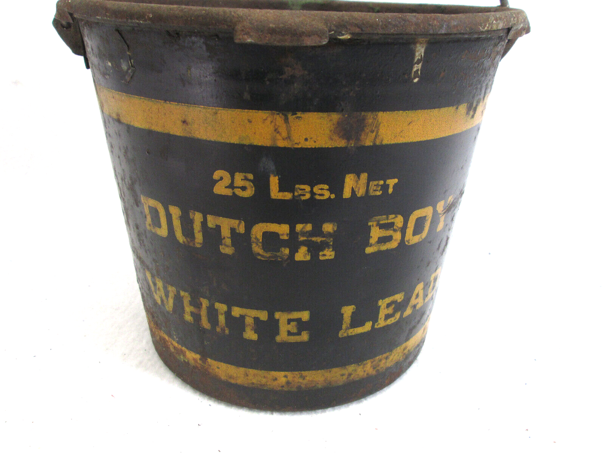 Vintage Dutch Boy White Lead Paint Tin 25 lb metal can (some dried