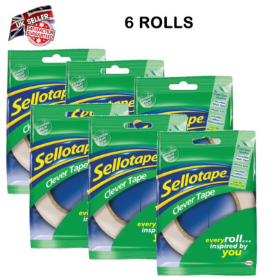 BOX OF 6 ROLLS - Sellotape Clever Tape Write On 24mm x 50m NEW Write-on Tape | eBay