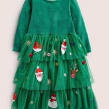 Mini Boden Festive Party Dress Green Tulle NWT New 7-8
