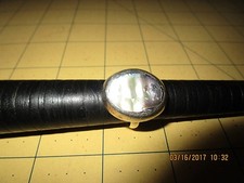 VINTAGE MEXICO STERLING SILVER AND ABALONE SHELL BAND RING SIZE 7 .75