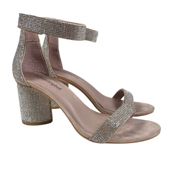Jeffrey Campbell Laura Crystal Embellished Heeled Sandals Size