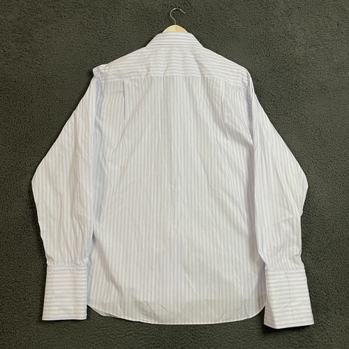 Canali Dress Shirt Mens 17 Pink Striped Spread Collar French Cuff Italy - Picture 6 of 12