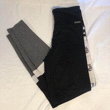 Victoria  s Secret PINK Ultimate Leggings Black Grey White Mesh Size Small