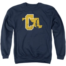 Coppin State University Adult Crewneck Sweatshirt State Shape, Navy, S-3XL
