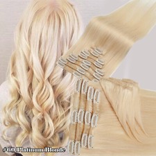 Clip in HUMAN Extensions 100% Remy Echthaar Haarverlangerung 8Tressen Glatt Dick