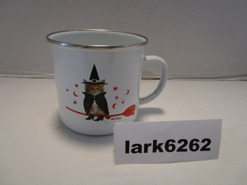 Retro Old Navy Halloween enamel camping Mug CAT dressed as a WITCH 23 Oz NOS - Picture 3 of 9