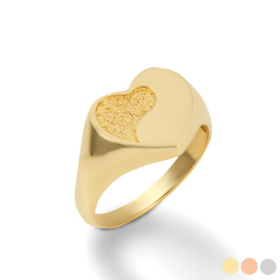 Gold strukturierter chinesischer Yin & Yang Herz Tai Chi Liebe strukturierter Siegelring