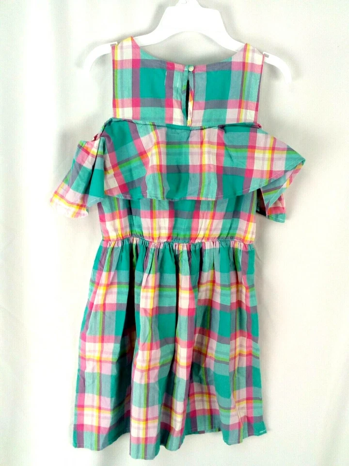  Vestido a Cuadros a Cuadros Rosa y Turquesa Talla 10 L GAP Niños Niñas Foto 4 de 4