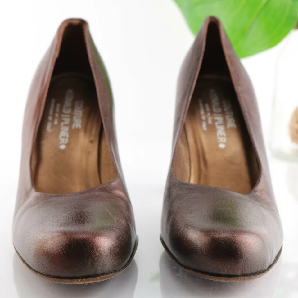 Zapato de salón Donald Pliner Couture para mujer talla 9,5 bronce metálico marrón tacón bloque Foto 2 de 4