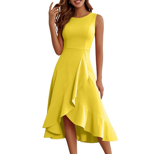 Women's Cocktail Party Formal Wedding Guest Ruffles Dresses, Prom Evening Dress - Picture 58 of 60