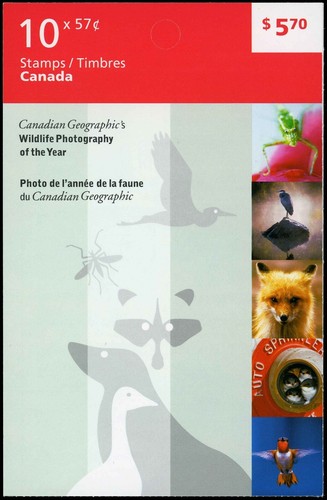 Canada Stamps -Booklet Pane of 10 -Wildlife Photography, Fox, Birds #2393a BK430 - Picture 2 of 2