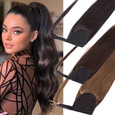Extension Coda di Cavallo Avvolgente Capelli Umani 100% Real Remi con Clip in Parrucchiere