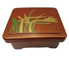 Traditional Unagi Box Container  Unaju Donburi Nashi-ji Orchid Inside Red Japan