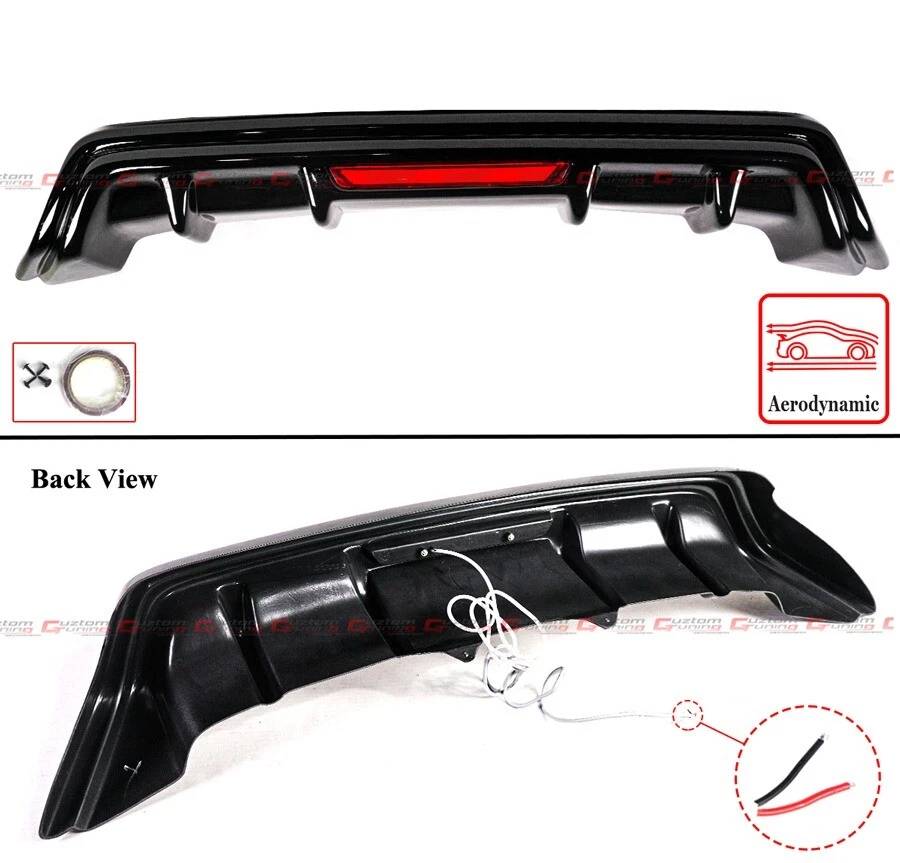 Difusor de parachoques trasero LED negro brillante para Lexus RC300 RC350 F-Sport CTM V2 15-18 Foto 3 de 4