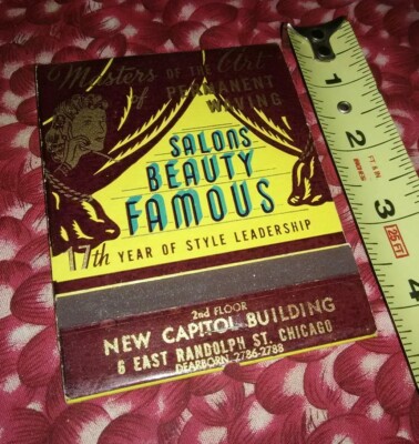 Vintage Large Famous Permanent Wave Salon Matchbook feature 4 X 3 Unused