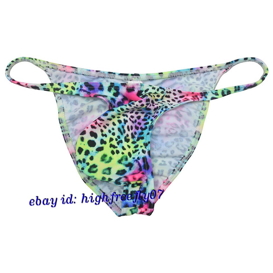 Mens Leopard Bikini Briefs Underwear Male Pucker Brazilian Bikinis