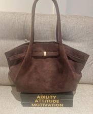Dark Brown Faux Suede Designer Inspired winged Tote Bag New York Midi NEW!