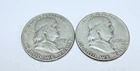 FRANKLIN SILVER HALVES LOT OF 2 - 90% SILVER COINS FREE SHIPPING #8621