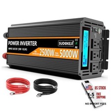 2500W Power Inverter 12V DC to AC 110V/120V Peak 5000W Converter 3 sockets