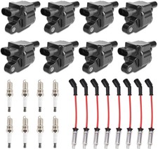 HYR Set of 8 Ignition Coil Pack and Spark Plugs and Wires Set Fit for Chevrolet