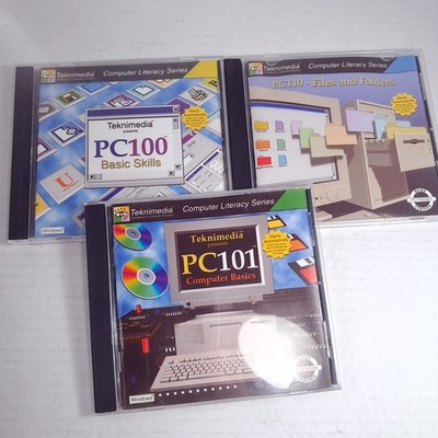 TEKNIMEDIA Computer Basics 3-CD-Rom set Literacy Series PC100 PC101 PC110 skills
