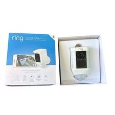 Ring Spotlight Cam Wireless Battery HD Security Camera White With 2 Batteries