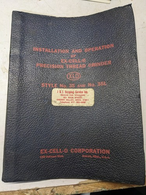 #ad EX CELL O OPERATOR SERVICE MANUAL REPAIR PART LIST THREAD GRINDER MACHINE 35L $174.83