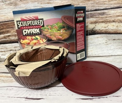 Pyrex Bowls Kitchenware Serveware 6 Piece Sculptured Bowl Set Cranberry New