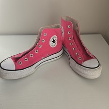Converse Chuck Taylor Womens Sz 7 All Star High Top Canvas Hot Pink Wedge Shoes