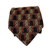 Ermenegildo Zegna Tie Mens Silk Geometric Arch Pattern Italian Necktie