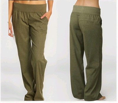 Prana Mantra Hemp Yoga Pants Green Wide-Leg Stretch Lightweight Womens Size S