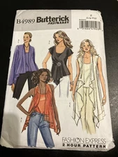 Butterick Pattern B4989 Misses’ Top & Camisole Size Lg-XL UNCUT