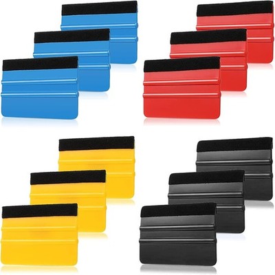 12 Pieces Plastic Felt Edge Squeegee Tool 4 Inch Felt Applicator Tool Scraper To