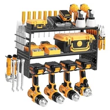 Power Tool Organizer Wall Mount, Heavy Duty 150Lbs Load Capacity with 4 Black