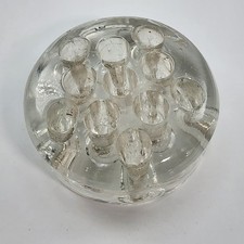 Clear Glass Domed Flower Frog 11 Holes 3" Diameter for Floral Arrangements GUC