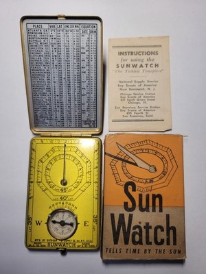 Sun Watch Compass & Sundial, Boy Scouts of America, Box & Instructions Vtg