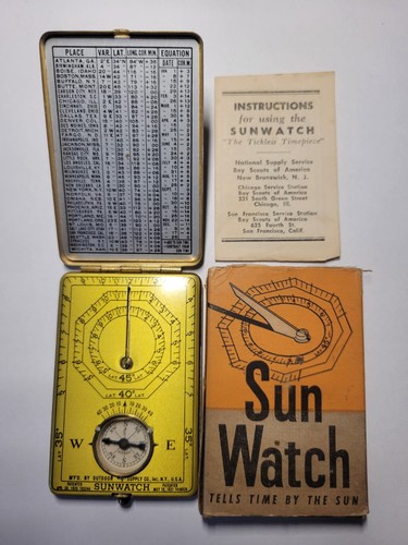 Sun Watch Compass & Sundial, Boy Scouts of America, Box & Instructions Vtg