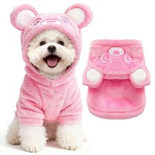 Dog Hoodie with Bear Ears Fleece Dog Sweater for Small Dogs French Bulldog Cl...