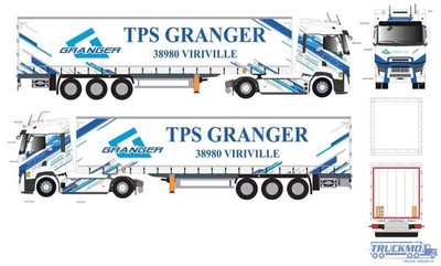 Eligor TPS Granger Renault T High 2023 Gardinenplanenauflieger 118619