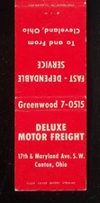 1950s TRUCKING OLD TRUCK Deluxe Motor Freight 17th & Maryland Ave. Canton OH MB