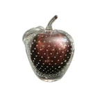 Heavy Vtg Murano Art Glass Controlled Bubble Burgandy Apple Figurine Paperweight