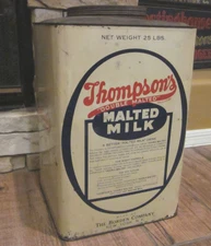 25lb Thompson's BORDEN double malted milk tin can Dairy Food Soda Fountain home