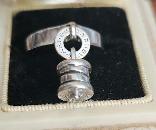 BVLGARI 18KT WG DIAMOND B.ZERO 1 CHARM RING S-7.1/4
