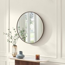 Inga Wood Framed Medium Round 80cm Wall Mirror Boho Scandi Traditional