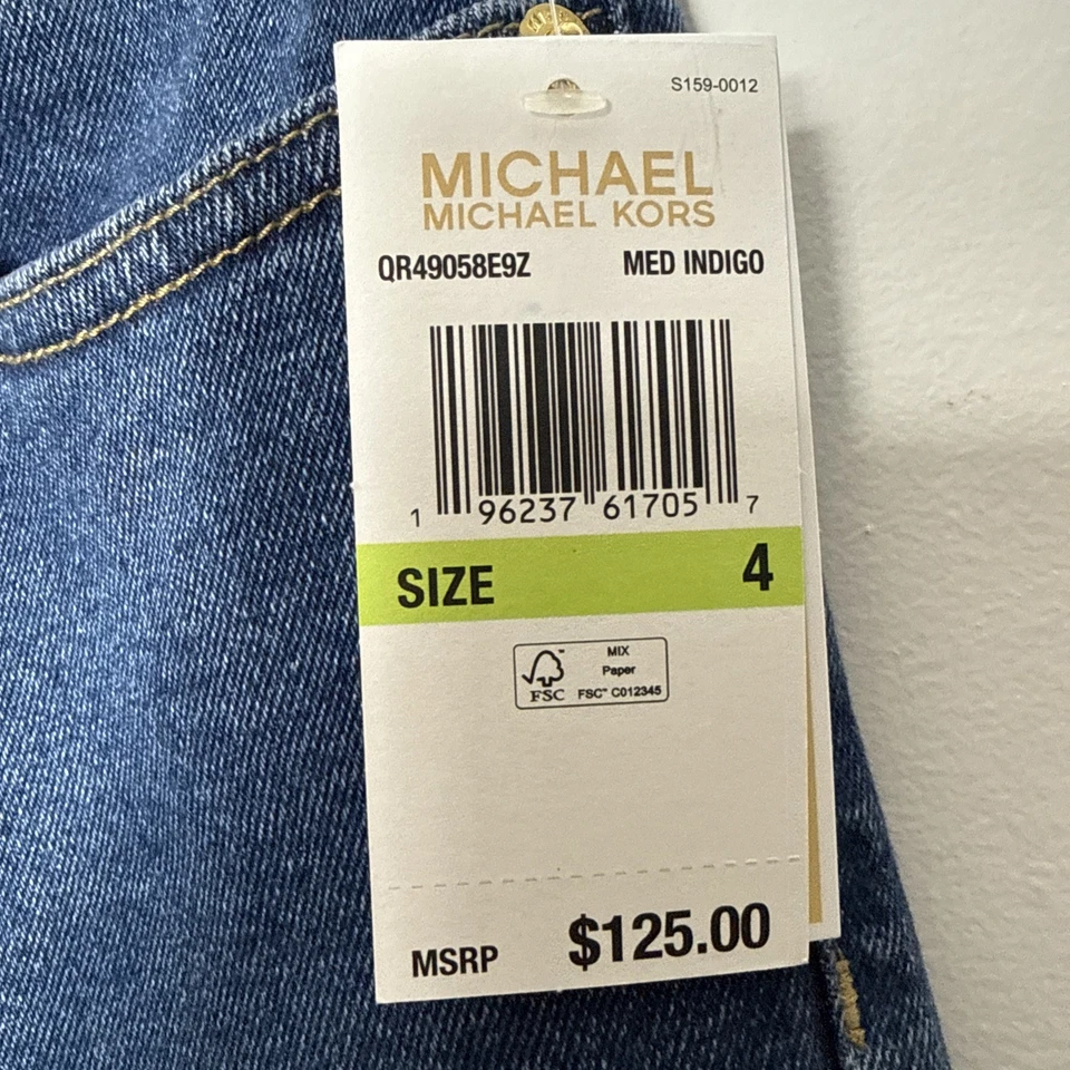 Pantalones de mezclilla ajustados de tiro alto Michael Kors MK Selma bolsillo cargo talla 4 precio de venta sugerido por el fabricante 125 USD Foto 4 de 4