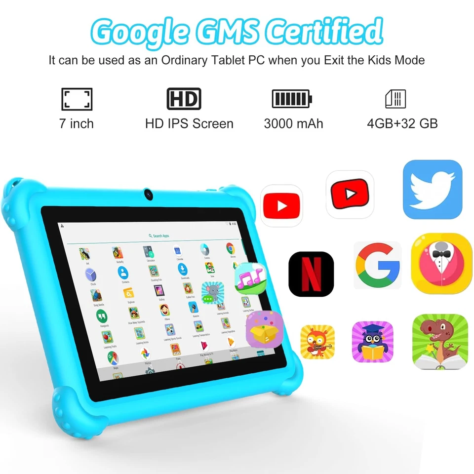 7-inch Kids Tablet for Toddlers, Android 12, 4GB RAM, 32GB ROM, WiFi, Bluetoo... - Image 4 of 4