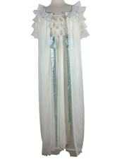 1950  s Chevette Nylon Ruffle Sleeves 2pc Robe Nightgown Kitsch Pinup Core S/32
