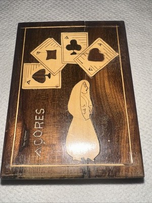 Vintage Fancy Wood 2 Deck Card Box